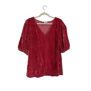 Loft Crushed Velvet Plus Size 14 Terracota Puff Sleeve Blouse